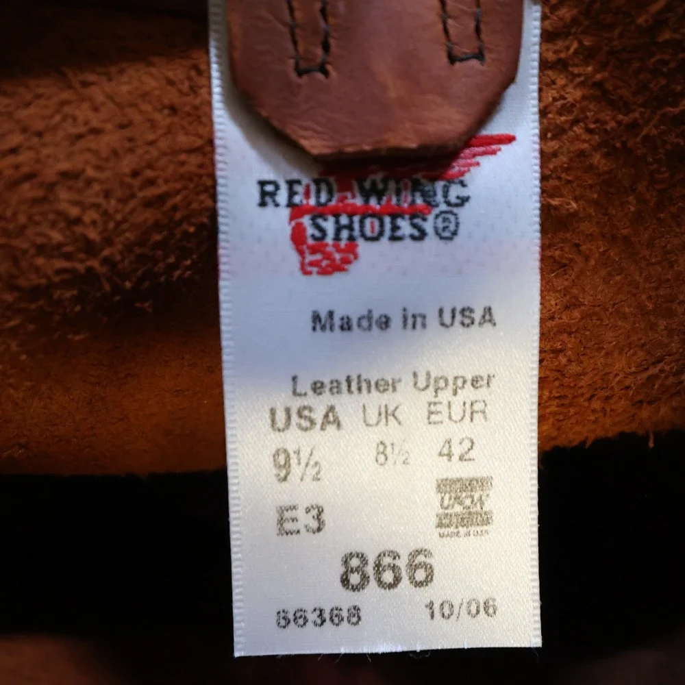 Red Wing 866 Pecos Boots Mens 9.5 E3 Brown Leather Pull On Made in USA New